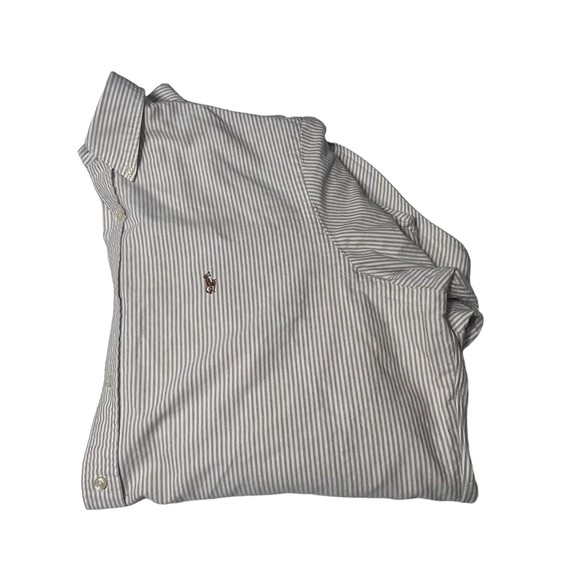 Ralph Lauren mens polo shirt button up cream and white size 16 1/2 -32 - Picture 5 of 13